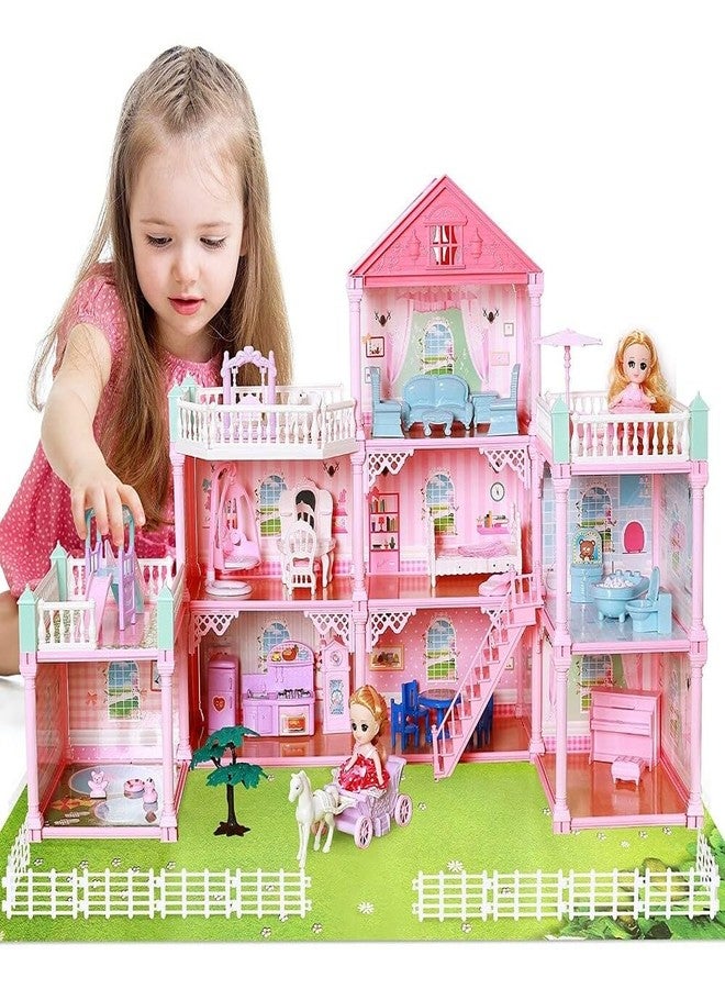 RABJET مجموعة بيت الدمى "رابجيت دريمي هاوس" - بيت دمى مصغر من 4 طوابق مع أثاث ودميتين - مجموعة بيت صغير يمكنكِ تركيبه بنفسكِ للفتيات والأطفال الصغار - هدية لعب تخيلي إبداعية للفتيات من عمر 3 إلى 11 سنة فما فوق - متعدد الألوان - Image 2